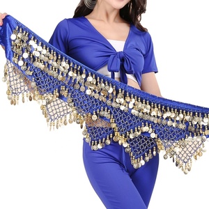 Bufanda de cadera para danza del vientre, cadena de cintura, bufanda de cadera para baile, cinturón con monedas colgantes para bailarina del vientre, 12 colores, adulto para mujer - Product Image 3