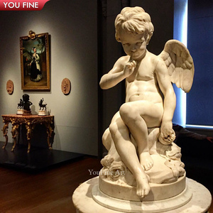 Estatua de Niño Desnudo de Mármol de Tamaño Real para Jardín - Product Image 1