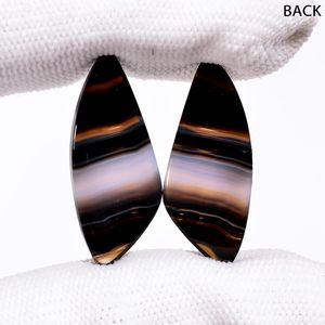 Par de ágatas negras naturales con bandas, 13+ quilates, corte baguette cónico, piedra preciosa para la fabricación de joyas - Product Image 3