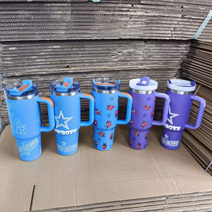 Vasos Térmicos Personalizados con Logotipo del Equipo San <span class=keywords><strong>Antonio</strong></span> Spurs, Clásicos de 40 oz, de Acero Inoxidable, con Asa, para Viaje - Product Image 2