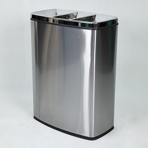 Cubo de Basura de Acero Inoxidable con Tres Compartimentos, 1040x360x680mm, Cubo Interior Extraíble, Contenedor de Reciclaje para Interiores - Product Image 3