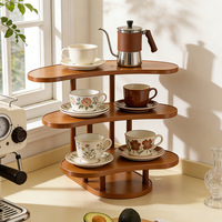Étagère de rangement moderne à trois niveaux en bambou, écologique et durable, idéale pour l'exposition de tasses, jouets, produits d'aromathérapie et boissons