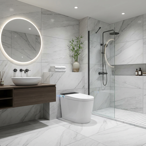 Siège de toilette intelligent avec couvercle automatique, sans pression d'eau, commande vocale, désinfection UV, jet de bulles instantané inclus - Product Image 1