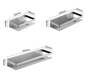 200/300/400 Mm Thép Không Gỉ 304 Tiết Kiệm Lưu Trữ Giá Nhà Bếp Gia Vị Treo Tường Lưu Trữ Gia Vị Giá Kệ - Product Image 3