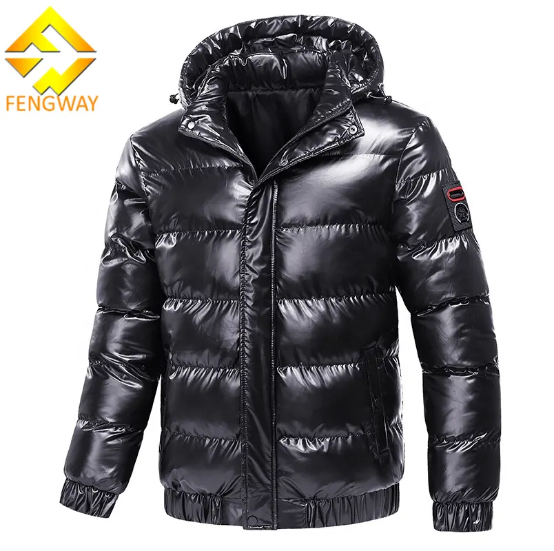 Fengway Custom Outdoor Male Padded Bubble Hooded Jacket Mens Warm Winter Coats Solid Thick Puffer Jacket For Man