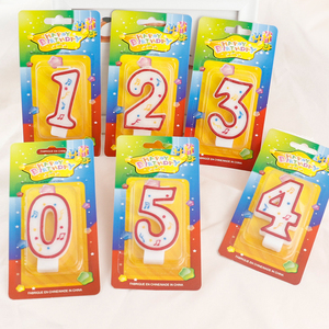 Grosir tepi merah nomor lilin ulang tahun lilin parafin musik lilin - Product Image 3