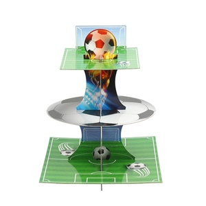 Supporto per Cupcake a 3 Piani a Tema Calcio, Torre per Dessert in Cartone per Feste Sportive e Celebrazioni - Product Image 6