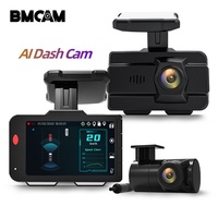 Caméra embarquée AI avec écran IPS 3'', double caméra 4K+1080P, système anti-collision ADAS, avertissement de sortie de voie, vision nocturne, DVR, angle de 140°