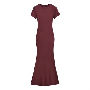 Dolce stile Blogger Sexy Spice ragazza alta marsupio coda di pesce <span class=keywords><strong>vestito</strong></span> di nicchia tinta unita abito in Chiffon a maniche corte da <span class=keywords><strong>donna</strong></span> - Product Image 6