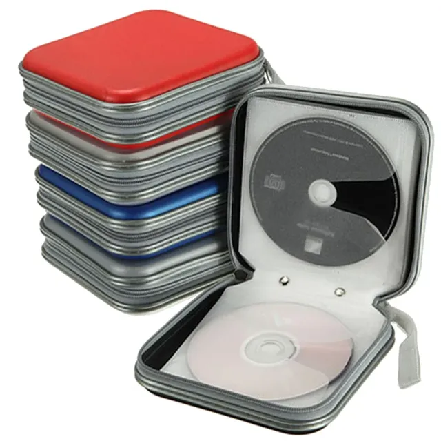 Portable CD Storage Bag 40pcs Capacity Disc CD DVD Wallet Storage Organizer Case Holder Square Storage Box with Zipper for Home