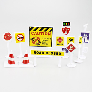 Construction Road Signs Cake Toppers Plastic Reusable Birthday Decorations - Product Image 1