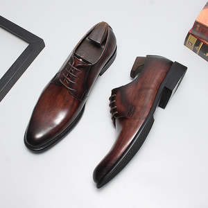 Nuevos Zapatos Formales de Cuero Genuino para Hombre, con Punta Cuadrada, Diseño Calado, Estilo Coreano, Casuales de Negocios, con Cordones, Antideslizantes, para Otoño - Product Image 1