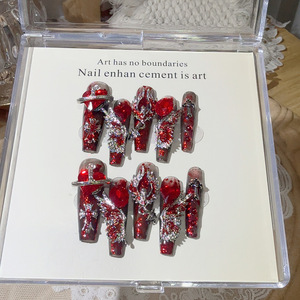 Uñas Postizas de Resina con Forma de Almendra Estilo Spice Girl para Discoteca, Uñas Removibles de Larga Duración (Certificación CE) - Product Image 4