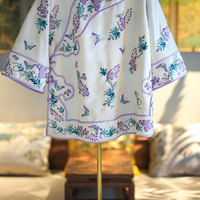 Vêtements originaux pour femmes, style chinois, broderie lourde, veste élégante en soie blanche ample, polyvalente pour tous les jours, 7407