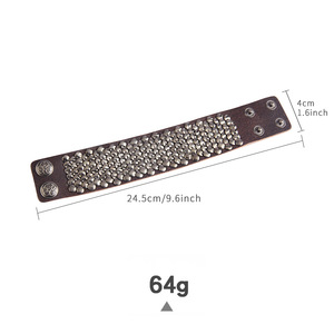 Punk Men's Jewelry <span class=keywords><strong>Metal</strong></span> Spike Rivet Pulsera de cuero de vaca
