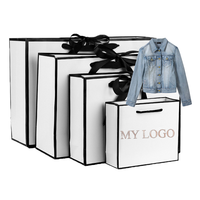 Emballage cadeau de luxe sac en papier Shopping avec propre Design, sac en papier blanc moyen grand pour vêtements, pantalons, bijoux à capuche