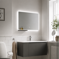 Ensembles de salle de bain personnalisés, comptoir moderne en dalle de roche, meuble-lavabo mural en acier inoxydable avec miroir et éclairage