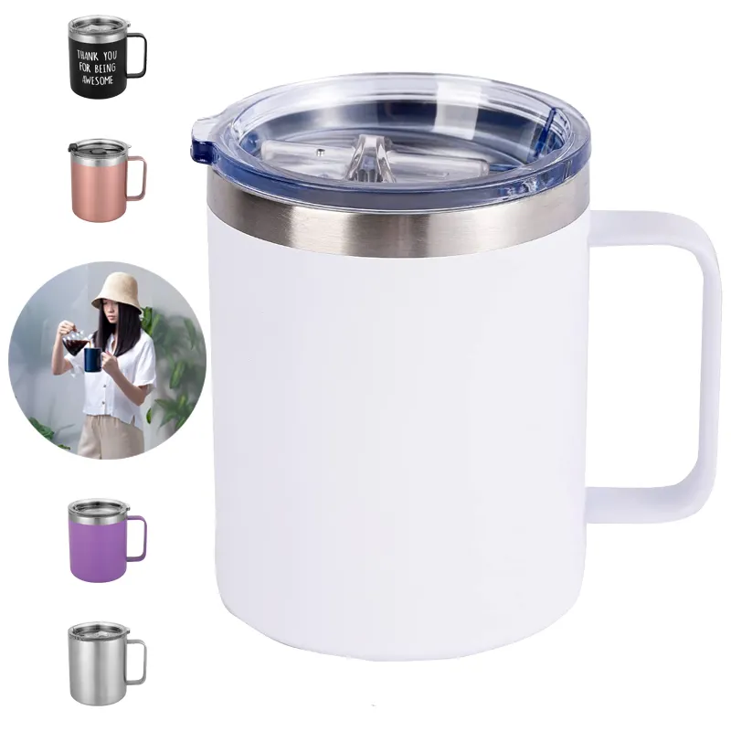 12 Unzen Edelstahl doppelwandige Kaffeetasse Isolierte Vakuum thermos flasche mit Deckel und Strohhalm für Arbeit und Party