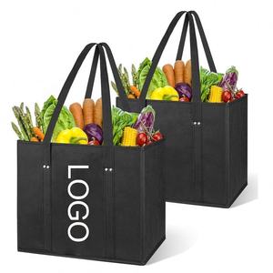 Cesta de Picnic no tejida reutilizable plegable grande, bolsa de cesta de la compra impermeable Oxford con logotipo impreso personalizado - Product Image 1