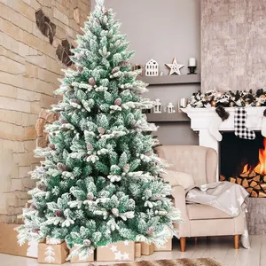 Customized High Quality Green PVC And PE Flocked Pine Tree White Snow Luxury Christmas Tree
