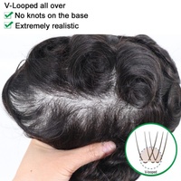 Tampilan Realistis 80% Kepadatan Rendah Kulit Tipis 0.02-0.04mm Rambut Toupee untuk Pria Pengganti Rambut Alami Remy India untuk Pria