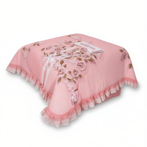 Parure de lit King Size Antonieta 2,6m x 2,4m, motif floral, style princesse, avec volants, pour la maison - Product Image 1