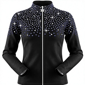 Chaqueta de Entrenamiento de Patinaje sobre Hielo Brillante para Niña, Top de Felpa con Diamantes, Ropa de Entrenamiento de Patinaje Premium para Niñas - Product Image 1