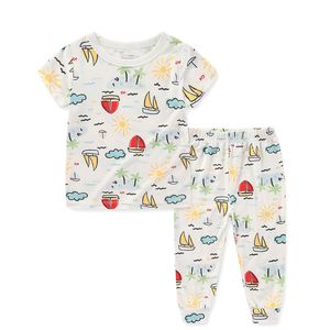 Estivo ragazzo traspirante in cotone Bamboo <span class=keywords><strong>pigiama</strong></span> Pullover a manica corta antibatterico abbigliamento per la casa Set di abbigliamento del sud-est asiatico - Product Image 4