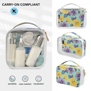 New Arrival Hawaiian Hibiscus Flower Print Small Transparent PVC Clear Cosmetic Make-Up Bags Toiletry Bag for Women Travel - Product Image 4