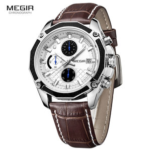 <span class=keywords><strong>MEGIR</strong></span> 2015 Relojes Para Hombre Original Marque De Luxe Chronographe Hommes Montres-Bracelets En Cuir <span class=keywords><strong>Montre</strong></span> À Quartz - Product Image 3