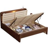 Lit double minimaliste moderne pour chambre principale Lit queen/king size en chêne massif et rotin pour la maison