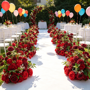Popular Real Touch red aisle <b>flower</b> High Quality Rose <b>Hydrangea</b> <b>Flower</b> Centerpiece Ball for Wedding Table - Product Image 1