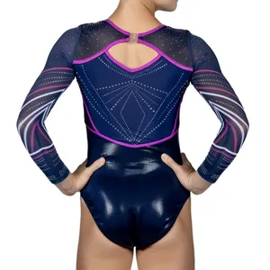 Wholesale Custom Size Rhinestone Sleeveless Competition Gymnastics Clothing And Gymnastics Leotards Girls