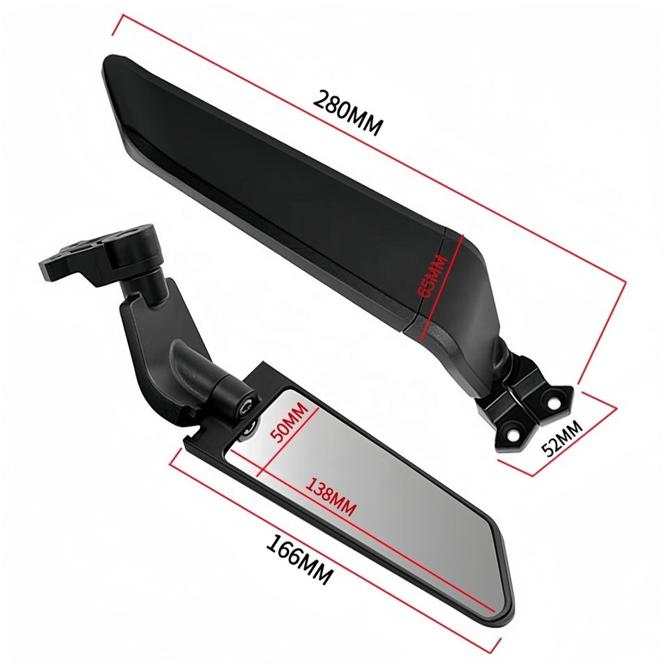Universal Motorcycle Rear View Mirror Fixed Wind Wing Adjustable Black ...