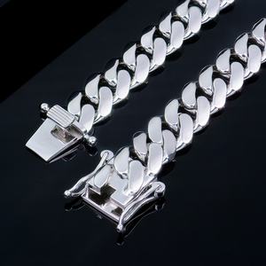 Collier chaîne cubaine simple en argent sterling 925 plaqué rhodium de style heavy metal personnalisé, bijoux hip-hop, 18 mm, pour rappeur - Product Image 5