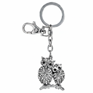 Portachiavi OWLS STRASS con Moschettone, Design Elegante a Forma di Gufo e Pietre Scintillanti, Senza Scatola Inclusa - Product Image 2