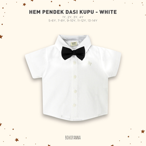 Chemise pour garçons en coton de qualité supérieure, blanche, avec nœud papillon, offrant un look formel élégant pour les événements et les fêtes spéciales - Product Image 1
