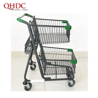 Chariot de supermarché avec 4 roues, panier de supermarché en fil métallique
