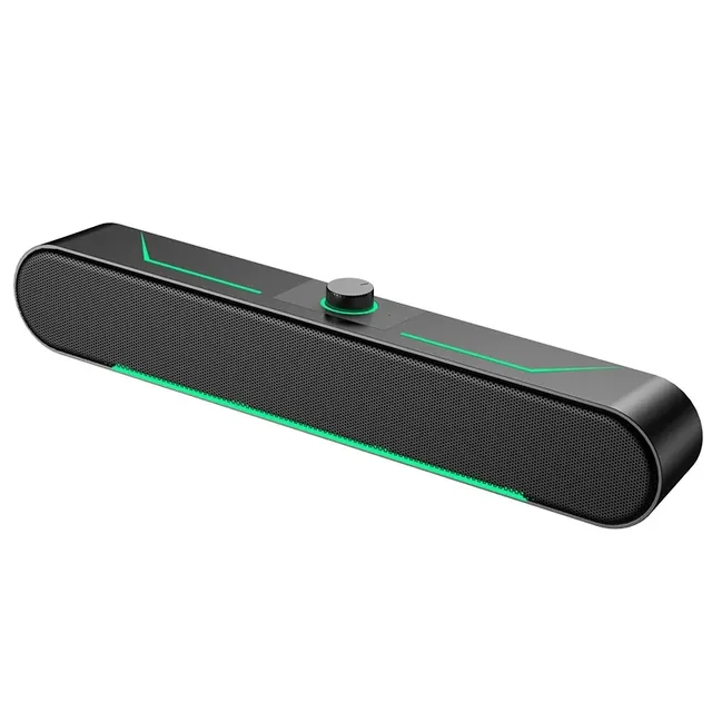 HI-FI Surround Soundbar for PC Gamers Wired Loudspeaker with RGB LED Lighting and Stereo Subwoofer for Home Theatre Use