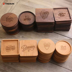Sous-verres en bois personnalisés en gros : noyer, hêtre, acacia - Product Image 4