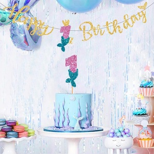 Bandierine Sospese a Tema Sirena per <span class=keywords><strong>Compleanno</strong></span>, Decorazioni Subacquee in Oro, <span class=keywords><strong>Rosa</strong></span> e Verde Acqua, Striscione Colorato - Product Image 3
