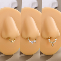 Toposh Fine Or massif 14K 9K avec Zircon cubique transparent, Piercing Labret, Cartilage, Tragus, Daith, Segment Ring, Clicker, Anneau de nez, Bijou de piercing