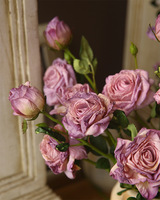 Arrangement de roses en soie rétro faites à la main, style français, fleurs artificielles pour la décoration du salon, de la table à manger, toucher réaliste