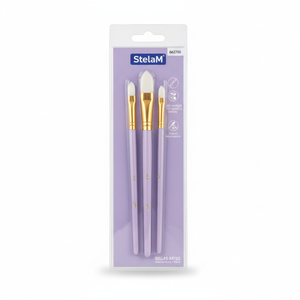 Set di pennelli per capelli in Nylon viola chiaro 3 pezzi per progetti di pittura artistica e artigianale inclusi pennelli ad olio - Product Image 2