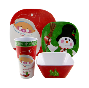 Vaisselle en plastique de mélamine de conception de dessin animé ensemble de vaisselle de Noël en gros - Product Image 1