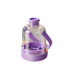 Botella de agua con bandeja para cubitos de hielo, con asa sin contacto, dispensador portátil a presión para uso en campamentos, trabajo y oficina - Product Image 1