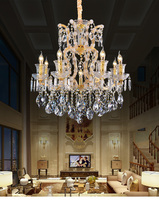 Candelabro de cristal grande K9 Maria Theresa, lámparas clásicas colgantes transparentes de lujo con Control remoto para Proyecto de vestíbulo de Hotel