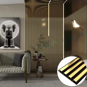 Diskon besar dekorasi interior kayu emas plastik komposit 3D menyarankan panel dinding