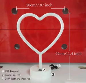 <span class=keywords><strong>Lampe</strong></span> de nuit de bureau Goldmore1 Pink Neon Lights 3-AA Battery/USB Operated Led Heart Neon - Product Image 2