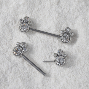 14G acier chirurgical sans fil CZ chiot patte pont haltère poitrine anneau mamelon <span class=keywords><strong>Piercing</strong></span> <span class=keywords><strong>bijoux</strong></span> pour femmes - Product Image 3
